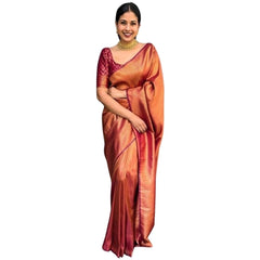 Mayawye Women's Silk Printed Saree With Unstitched Blouse 5.5Mtr (Maroon)