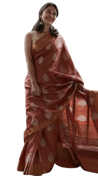 Mayawye Women's Silk Printed Saree With Unstitched Blouse 5.5Mtr (Maroon)
