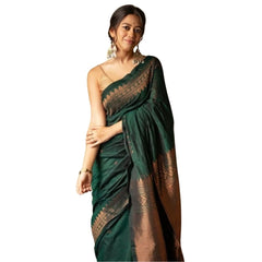 Mayawye Women's Silk Printed Saree With Unstitched Blouse 5.5Mtr (Green)