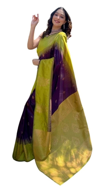 Mayawye Women's Silk Printed Saree With Unstitched Blouse 5.5Mtr (Wine)