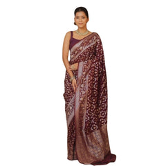 Mayawye Women's Silk Printed Saree With Unstitched Blouse 5.5Mtr (Maroon)