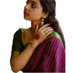 Mayawye Women's Silk Printed Saree With Unstitched Blouse 5.5Mtr (Wine)