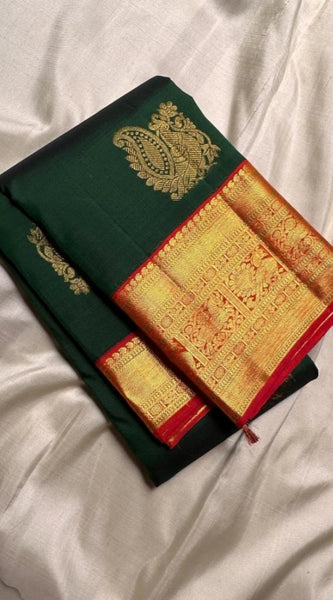 Mayawye Women's Silk Printed Saree With Unstitched Blouse 5.5Mtr (Green)