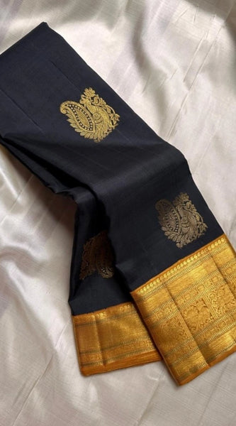 Mayawye Women's Silk Printed Saree With Unstitched Blouse 5.5Mtr (Black)