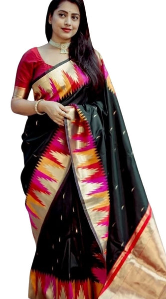 Mayawye Women's Silk Printed Saree With Unstitched Blouse 5.5Mtr (Multicolor)