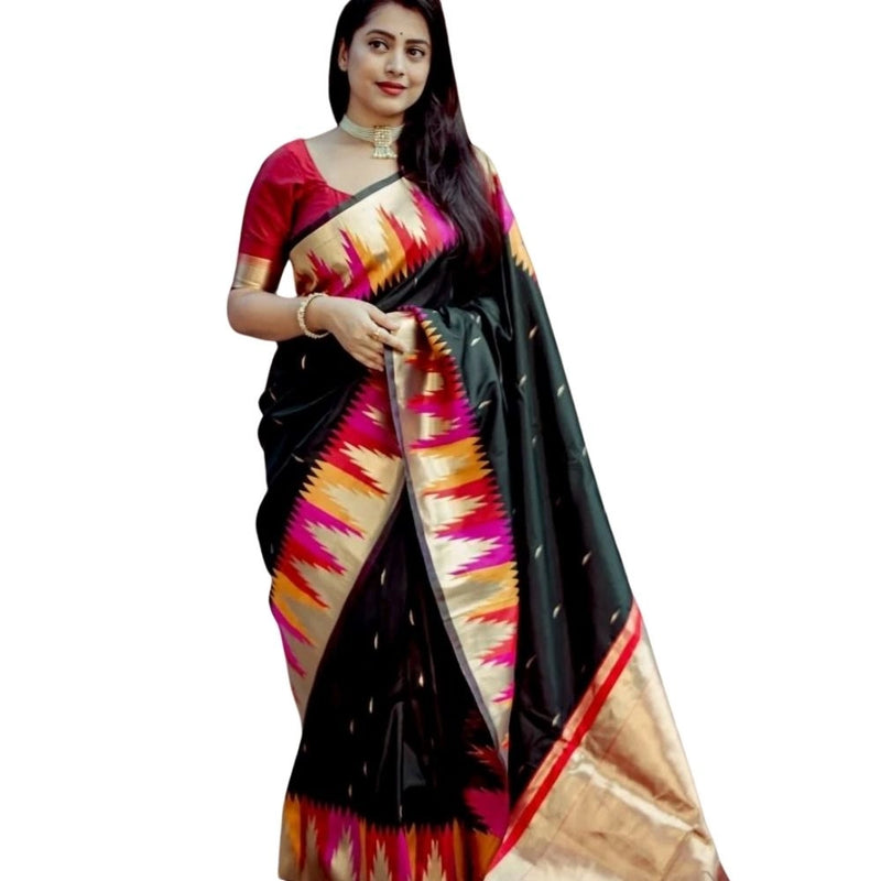 Mayawye Women's Silk Printed Saree With Unstitched Blouse 5.5Mtr (Multicolor)