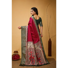 Mayawye Women's Soft Dola Cotton Kalamkari Printed Saree With Unstitched Blouse 5.5Mtr (Maroon)