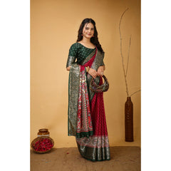 Mayawye Women's Soft Dola Cotton Kalamkari Printed Saree With Unstitched Blouse 5.5Mtr (Maroon)