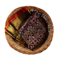 Mayawye Women's Soft Lichi Silk Printed Saree With Unstitched Blouse 5.5Mtr (Purple)