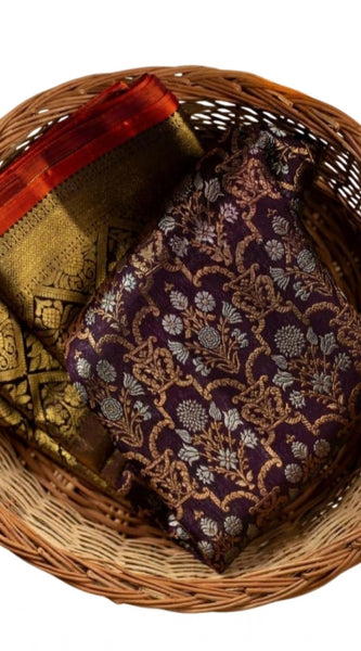 Mayawye Women's Soft Lichi Silk Printed Saree With Unstitched Blouse 5.5Mtr (Purple)