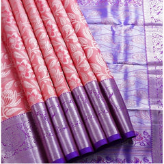 Mayawye Women's Soft Lichi Silk Printed Saree With Unstitched Blouse 5.5Mtr (Purple)