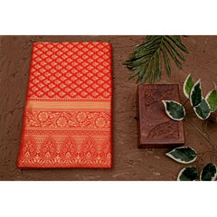 Mayawye Women's Soft Lichi Silk Printed Saree With Unstitched Blouse 5.5Mtr (Red)