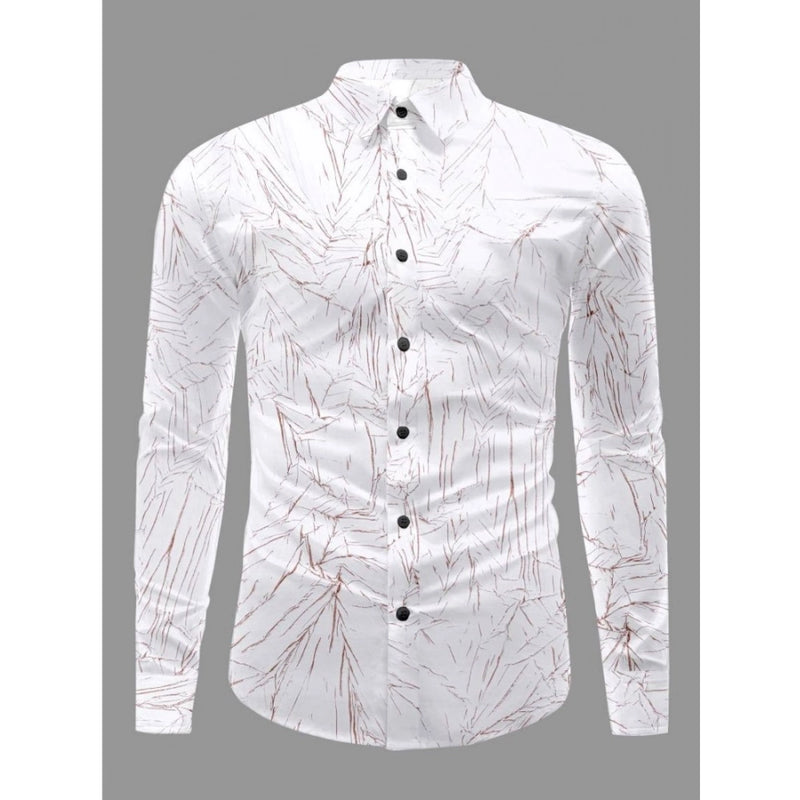 Mayawye Men's Casual PollyCotton Textured Full Sleeve Collar Shirt (Brown)