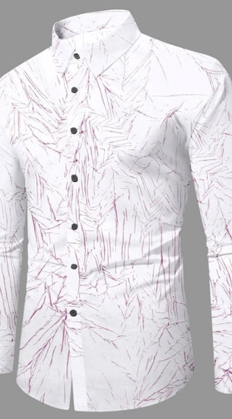 Mayawye Men's Casual PollyCotton Textured Full Sleeve Collar Shirt (Pink)