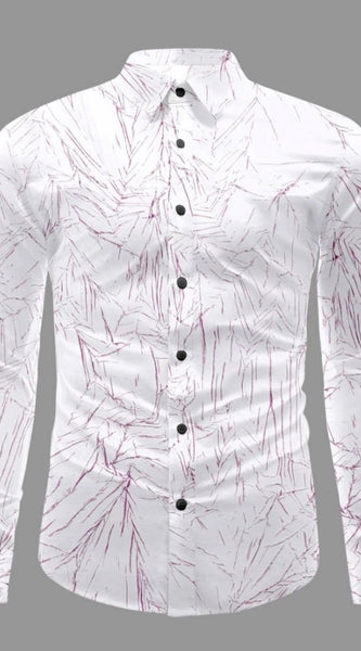 Mayawye Men's Casual PollyCotton Textured Full Sleeve Collar Shirt (Pink)