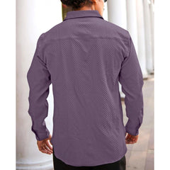 Mayawye Men's Casual Popcorn Self-design Full Sleeve Collar Shirt (Wine)
