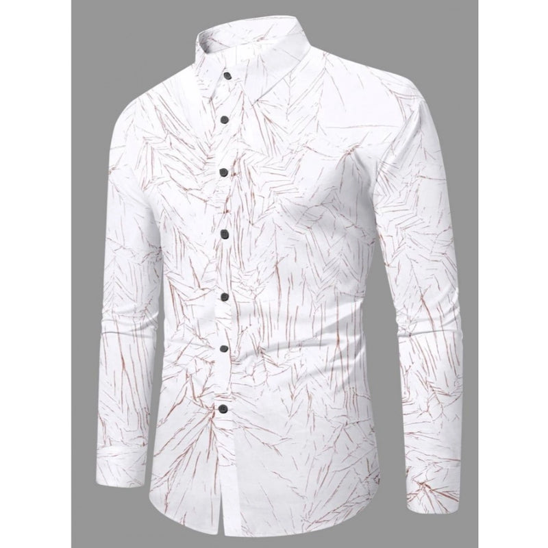 Mayawye Men's Casual PollyCotton Textured Full Sleeve Collar Shirt (Brown)