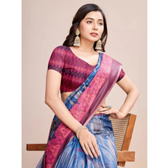 Mayawye Women's Georgette Embroidered  Saree With Unstitched Blouse (5.5Mtr, Blue)