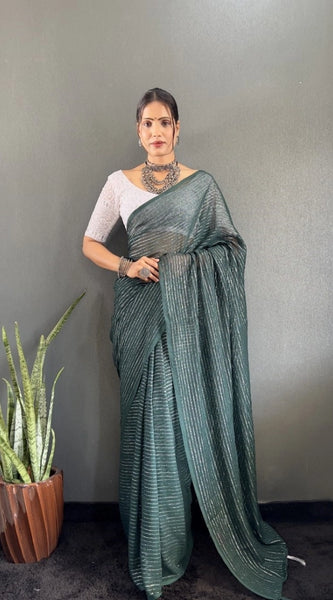 Mayawye Women's Chiffon Woven Bollywood Saree With Unstitched Blouse (5.5Mtr, Green)