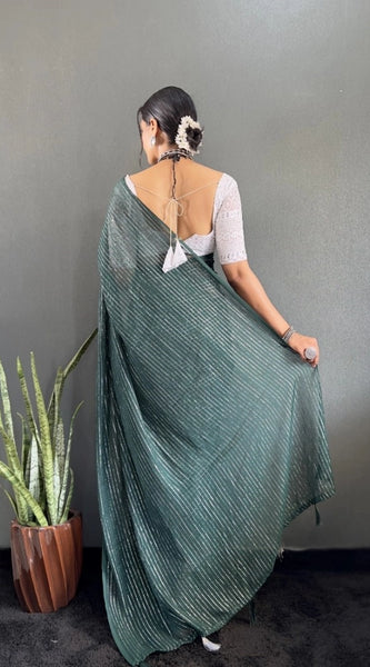 Mayawye Women's Chiffon Woven Bollywood Saree With Unstitched Blouse (5.5Mtr, Green)