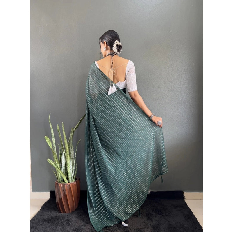 Mayawye Women's Chiffon Woven Bollywood Saree With Unstitched Blouse (5.5Mtr, Green)