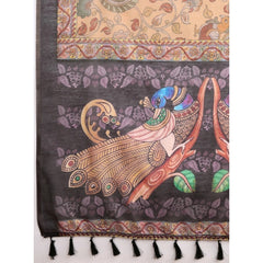 Mayawye Women's Georgette Embroidered  Saree With Unstitched Blouse (5.5Mtr, Brown)