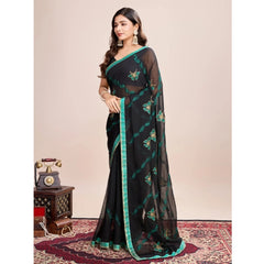 Mayawye Women's Georgette Printed  Saree With Unstitched Blouse (5.5Mtr, Rama)