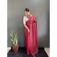 Mayawye Women's Chiffon Woven Bollywood Saree With Unstitched Blouse (5.5Mtr, Pink)