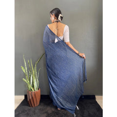 Mayawye Women's Chiffon Woven Bollywood Saree With Unstitched Blouse (5.5Mtr, Navy)