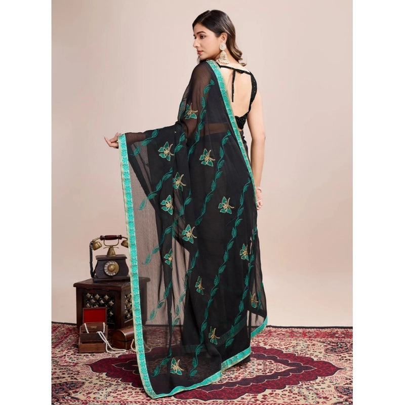 Mayawye Women's Georgette Printed  Saree With Unstitched Blouse (5.5Mtr, Rama)