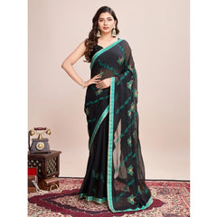 Mayawye Women's Georgette Printed  Saree With Unstitched Blouse (5.5Mtr, Rama)