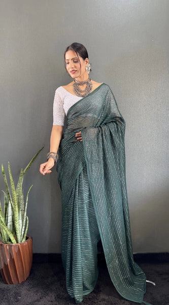 Mayawye Women's Chiffon Woven Bollywood Saree With Unstitched Blouse (5.5Mtr, Green)