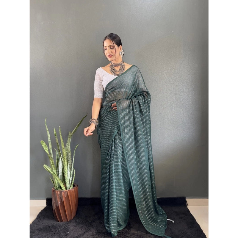 Mayawye Women's Chiffon Woven Bollywood Saree With Unstitched Blouse (5.5Mtr, Green)