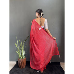 Mayawye Women's Chiffon Woven Bollywood Saree With Unstitched Blouse (5.5Mtr, Red)