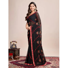 Mayawye Women's Georgette Printed  Saree With Unstitched Blouse (5.5Mtr, Red)
