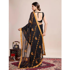 Mayawye Women's Georgette Printed  Saree With Unstitched Blouse (5.5Mtr, Orange)