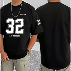 Mayawye Men's Casual Cotton Blend Printed Round Neck Half Sleeve T-Shirt (Black)