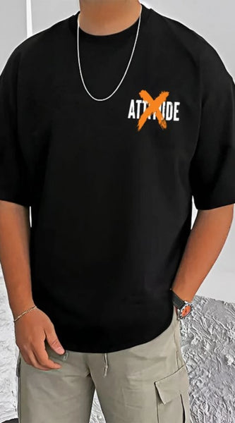 Mayawye Men's Casual Cotton Blend Printed Round Neck Half Sleeve T-Shirt (Black)