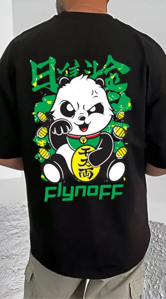 Mayawye Men's Casual Cotton Blend Printed Round Neck Half Sleeve T-Shirt (Black)