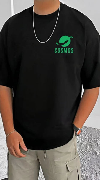 Mayawye Men's Casual Cotton Blend Printed Round Neck Half Sleeve T-Shirt (Black)