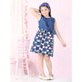 Mayawye Girl's Denim  Rayon Printed Sleeveless Round Neck Dress (Blue)
