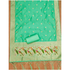 Mayawye Women's Banarasi Silk Printed Unstitched Salwar Suit Material With Dupatta (Sea Green, 3Mtrs)