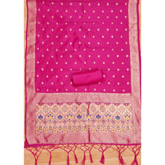 Mayawye Women's Banarasi Silk Printed Unstitched Salwar Suit Material With Dupatta (Pink, 3Mtrs)