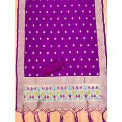 Mayawye Women's Banarasi Silk Printed Unstitched Salwar Suit Material With Dupatta (Purple, 3Mtrs)