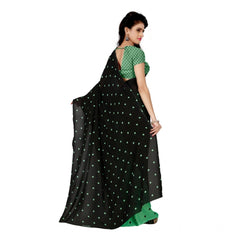 Mayawye Women's Georgette Printed Saree With Unstitched Blouse 5.5Mtr (Green)