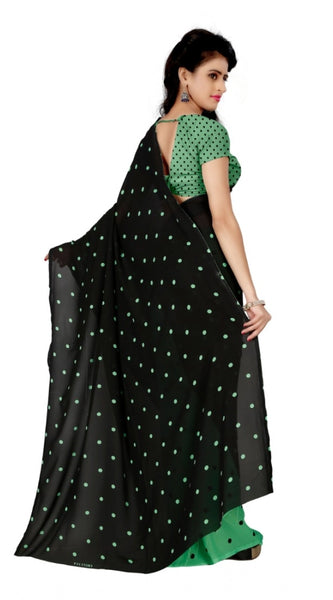 Mayawye Women's Georgette Printed Saree With Unstitched Blouse 5.5Mtr (Green)