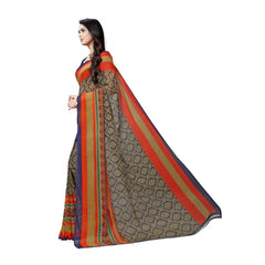 Mayawye Women's Georgette Printed Saree With Unstitched Blouse 5.5Mtr (Blue)
