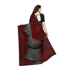 Mayawye Women's Georgette Printed Saree With Unstitched Blouse 5.5Mtr (Black)