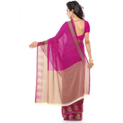 Mayawye Women's Faux Georgette Printed Saree With Unstitched Blouse 5.5Mtr (Pink)