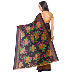 Mayawye Women's Faux Georgette Printed Saree With Unstitched Blouse 5.5Mtr (Gold)